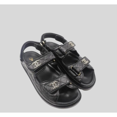 벨크로 레더 샌들 캐비어